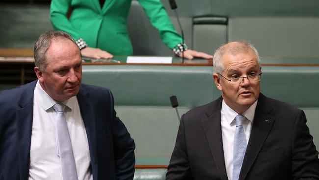 Barnaby Joyce and Scott Morrison both say they have a good relationship. Picture: NCA NewsWire / Gary Ramage