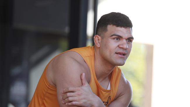 David fifita at Broncos training at Red Hill. Pic Annette Dew