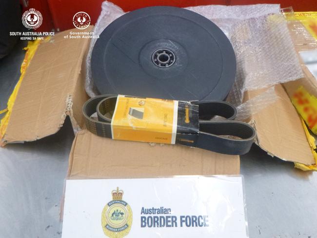 Drugs were hidden in pulley wheels, made expressly to transport the illicit substance. Picture: Australian Federal Police