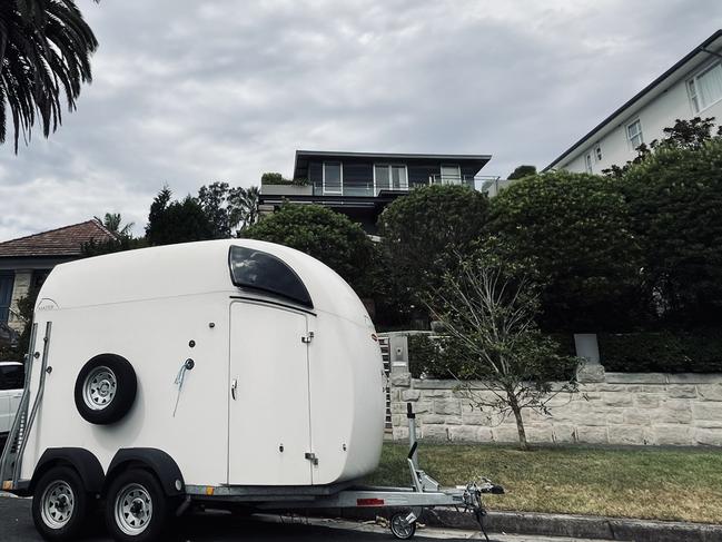 The matrimonial Bellevue Hill home of neurosurgeon Timothy Steel and socialite Emma Steel – hidden by a big horse box – recently hit the market for early April auction. Picture: Supplied