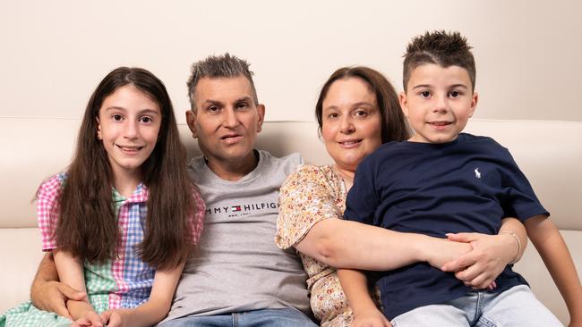 Maryrose (10), Josh, Debora and Alessandro (7) Giorgio after Josh was diagnosed with oral squamous cell carcinoma (SCC) in 2024. Picture: Tim Joy