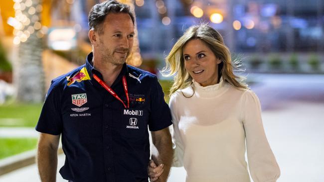 Christian Horner and his wife Geri. Picture: Mark Thompson/Getty Images