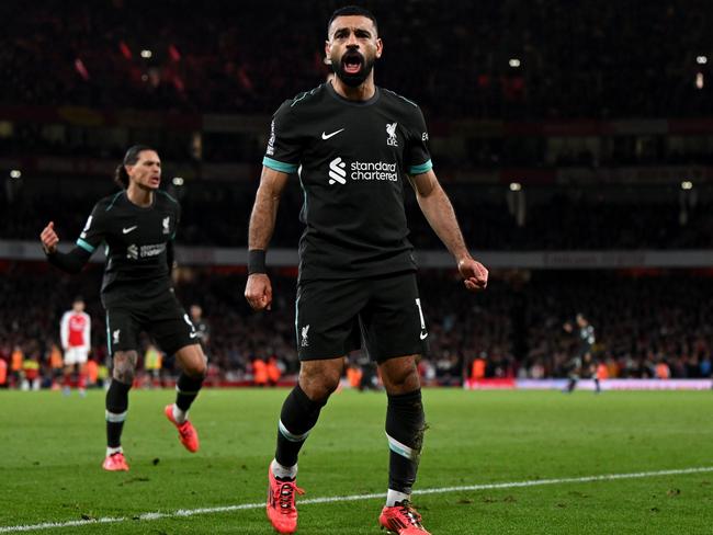 Mohamed Salah celebrates scoring Liverpool's second goal. Picture: Getty Images