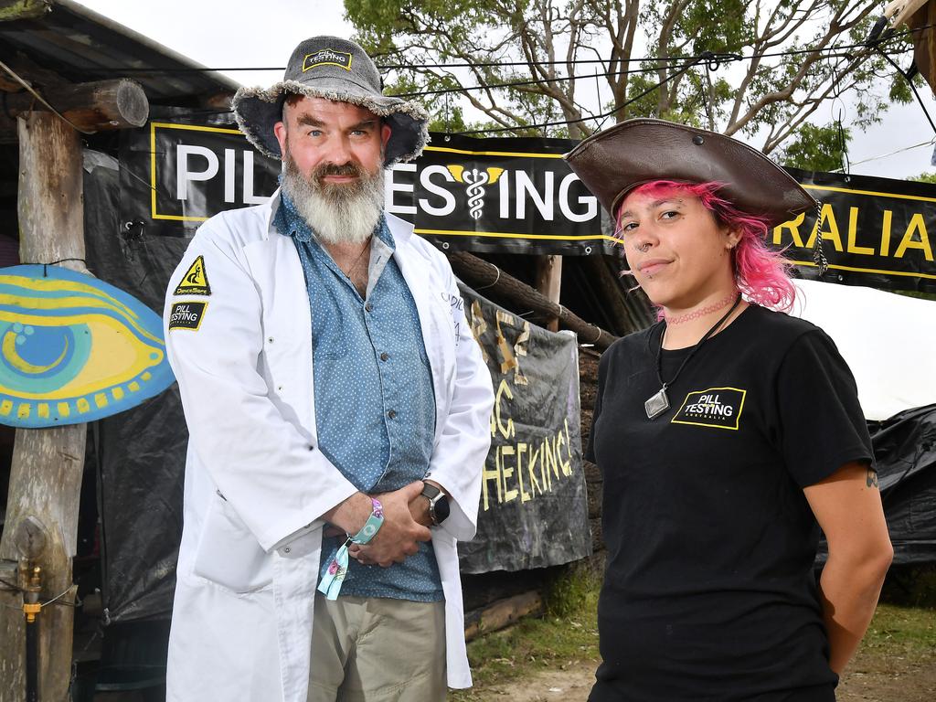 Clinical lead for the PTA site David Caldicott and volunteer Erica Franklin at the Rabbits Eat Lettuce music festival. Picture: John Gass