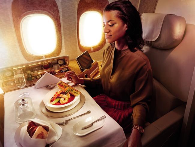 First Class dining on Emirates.