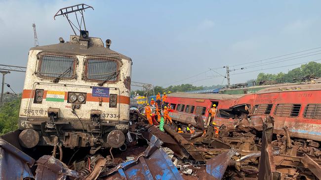 Damaged carriages near Balasore. Picture: AFP