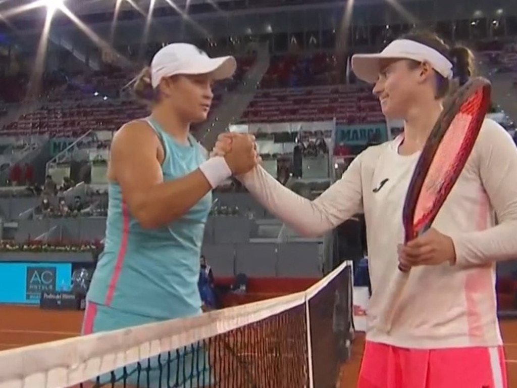 Barty congratulates Zidansek for the game.