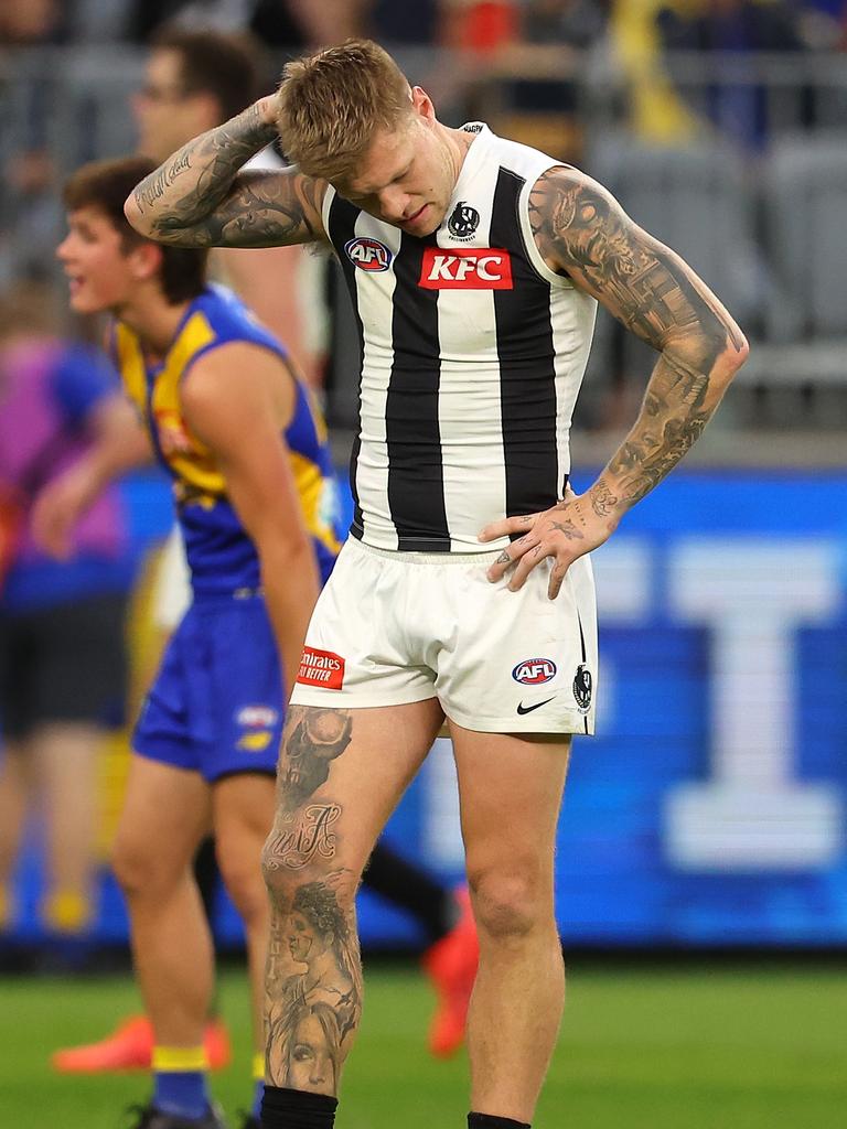 Jordan De Goey after the Magpies’ win over West Coast.