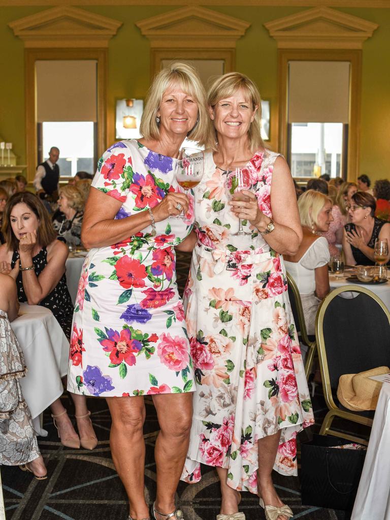 Julie Amos and Di Baynes at Customs House for the A Very Moët Christmas event presented by the Effervescence Luncheon Series and hosted by champagne educator Amanda Reboul. Socials: Damien Anthony Rossi Picture: Ange Costes Photography