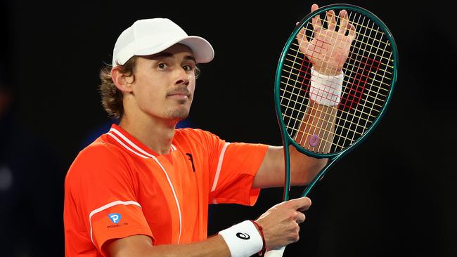 Alex de Minaur will need to beat up to two more top 10 players to reach a potential semi-final against Novak Djokovic. Picture: Graham Denholm / Getty Images