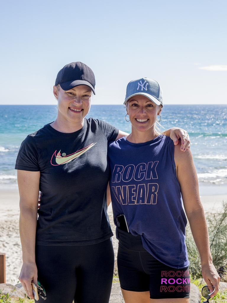 Stacey Parker and Brooke Wilkins at Snapper Rocks. Picture: Jerad Williams