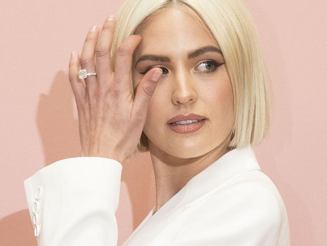 SYDNEY, AUSTRALIA - AUGUST 23:  Jesinta Franklin arrives ahead of the Myer Spring Summer 18 Collections Launch on August 23, 2018 in Sydney, Australia.  (Photo by Jessica Hromas/Getty Images)