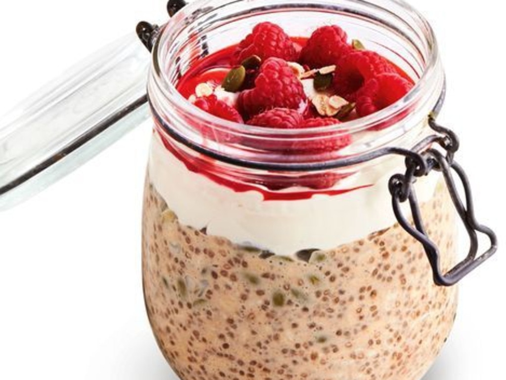 Overnight chia oats with berries.