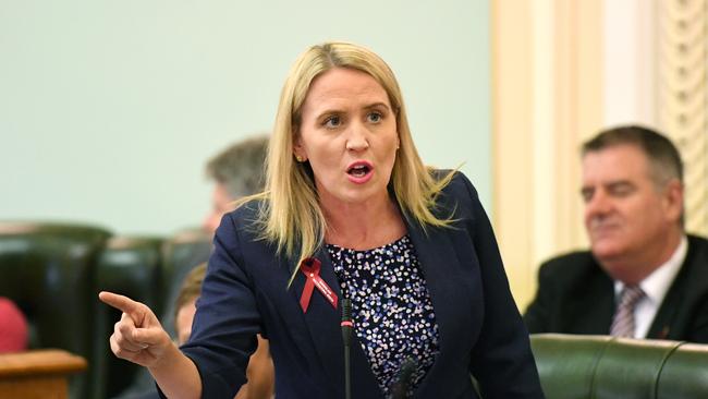 Queensland Tourism Minister Kate Jones interjected as Ms Stuckey spoke. (AAP Image/Dan Peled)