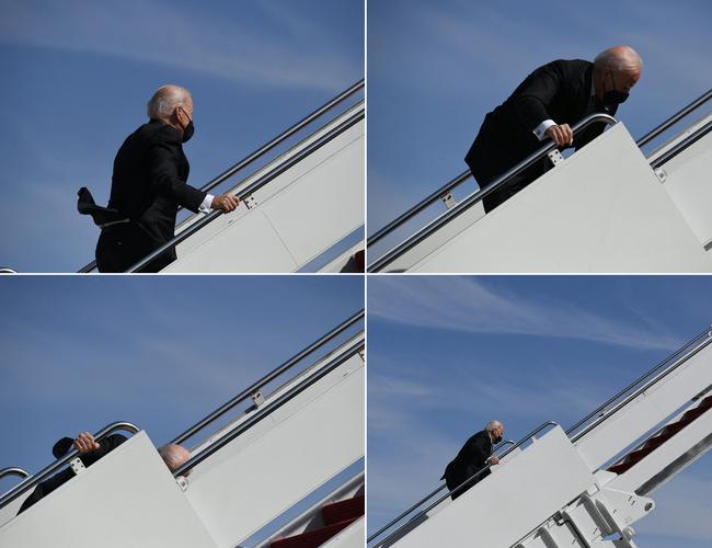 The President takes a tumble. Picture: Eric BARADAT / AFP