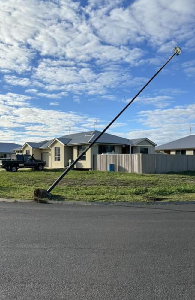 A stolen F250 towing a horse float hit a power pole on a suburban street in Roma in the early hours of Monday morning.