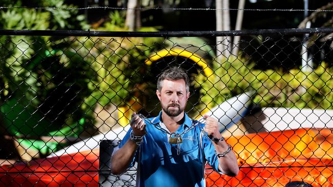 Manly Waterworks manager Daniel Forlonge is protesting against the eviction notice. Picture: Troy Snook