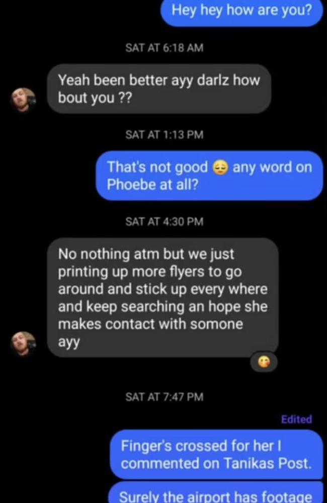 A leaked text conversation published by Daily Mail Australia