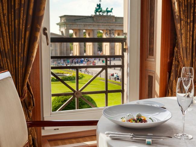 ESCAPE: BERLIN FAQ  ..    Brandenburg Gate views from Lorenz Adlon Esszimmer restaurant. Picture: Supplied