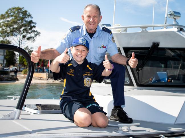 COPYRIGHT WARNING for Moreton Life ONLY. Phone Kylie Knight 3480 8226. Bribie Island Emergency Services Expo preview. Volunteer Marine Rescue Bribie Island's emergency services liaison Graham Gibb with ambassador Tahnee Gordon, 9.