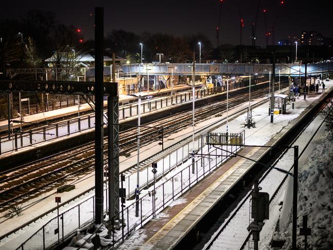 Empty platforms are seen during the evening rush hour at Alexandra Palace Station as strikes by the National Union of Rail, Maritime and Transport Workers hit London. Picture: Leon Neal/Getty Images