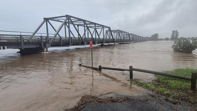 Flood water just under Martin Bridge. Picture: Facebook/Stan Groves.