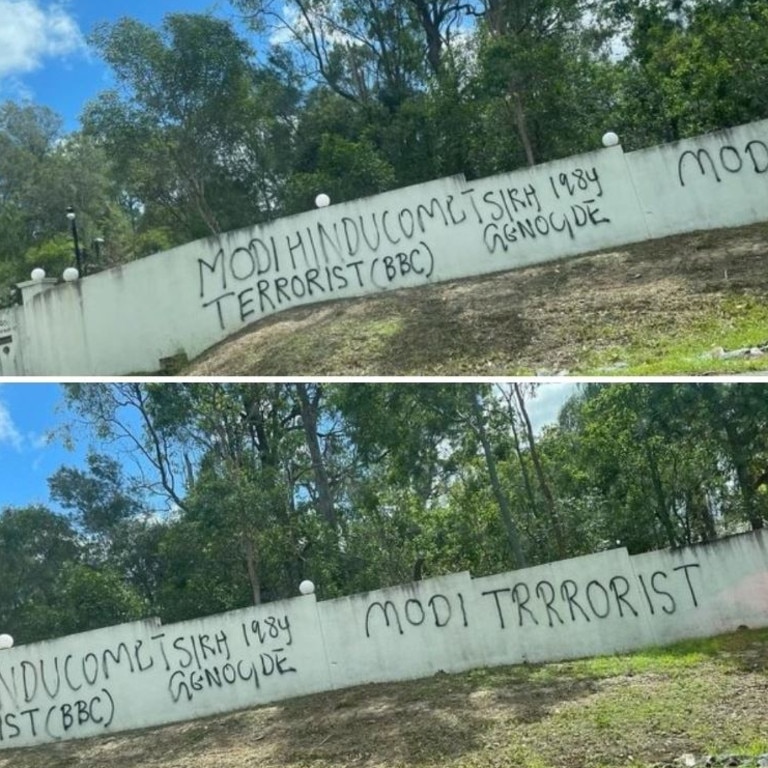 Shree Laxmi Narayan Temple was recently defaced in Brisbane, Australia. Picture: X/@AskAnshul