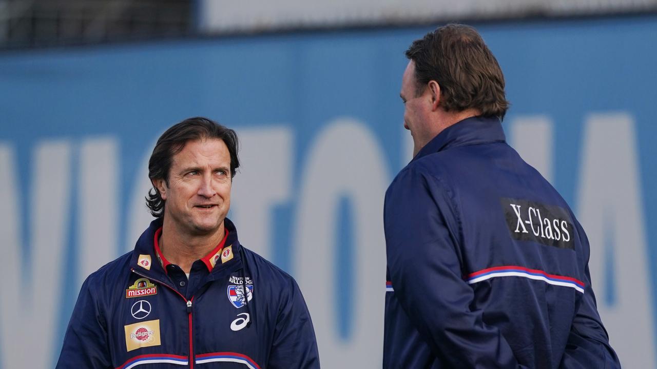 The frayed relationship between Luke Beveridge and Bulldogs’ football director Chris Grant has been the talk of the footy world. Picture: AAP Image/Michael Dodge