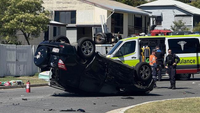 Emergency services at the scene of a two-vehicle crash on the corner of Eton Street and Denham Street on March 7.