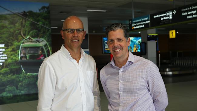 Cairns Airport CEO Richard Barker and Tourism Tropical North CEO Mark Olsen. Picture: Jack Lawrie.