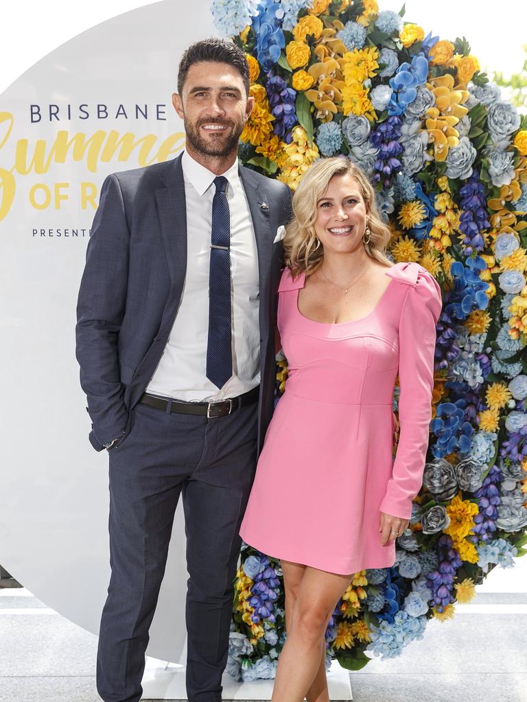 Brent Staker and Justine Schofield at the Brisbane Racing Club's grand unveiling of the refurbished Guineas Room. Picture: Jared Vethaak