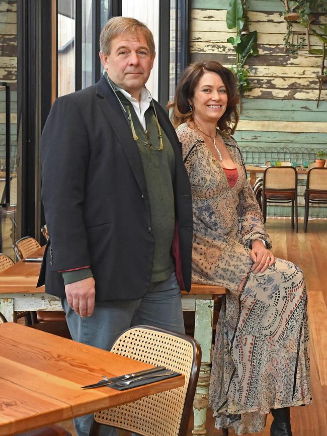 Ed Peter with wife Julie at the Uraidla Hotel. Picture: Tom Huntley