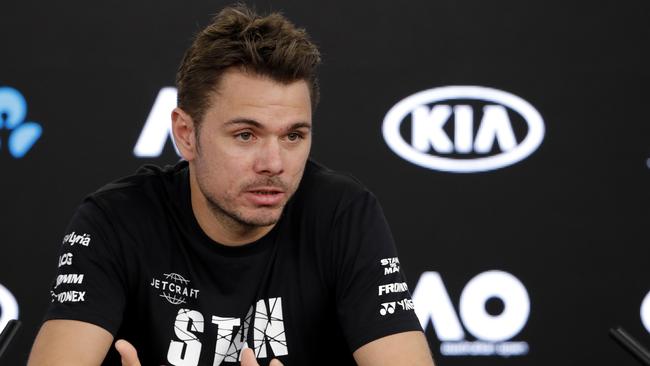 Stan Wawrinka talks to the media ahead of the Australian Open. Picture: AP