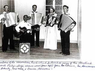 MUSIC: Members of the accordian band which featured in many of the Bluebird Concert Party's stage shows were (from left) John Evans, Les Heinemann, Don Doherty, Val Mole & Trevor Scriven.