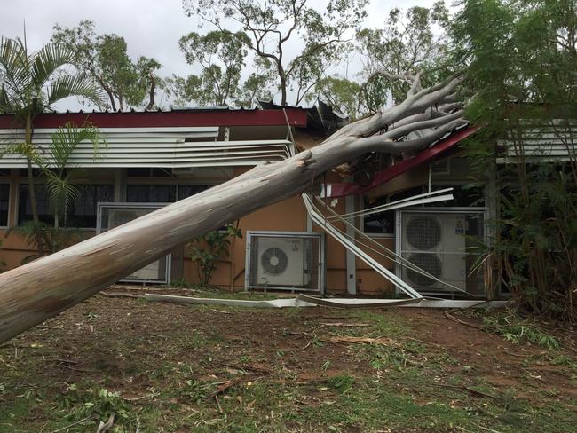 This image shows damage to a local school in Moranbah. Picture: QLD Police