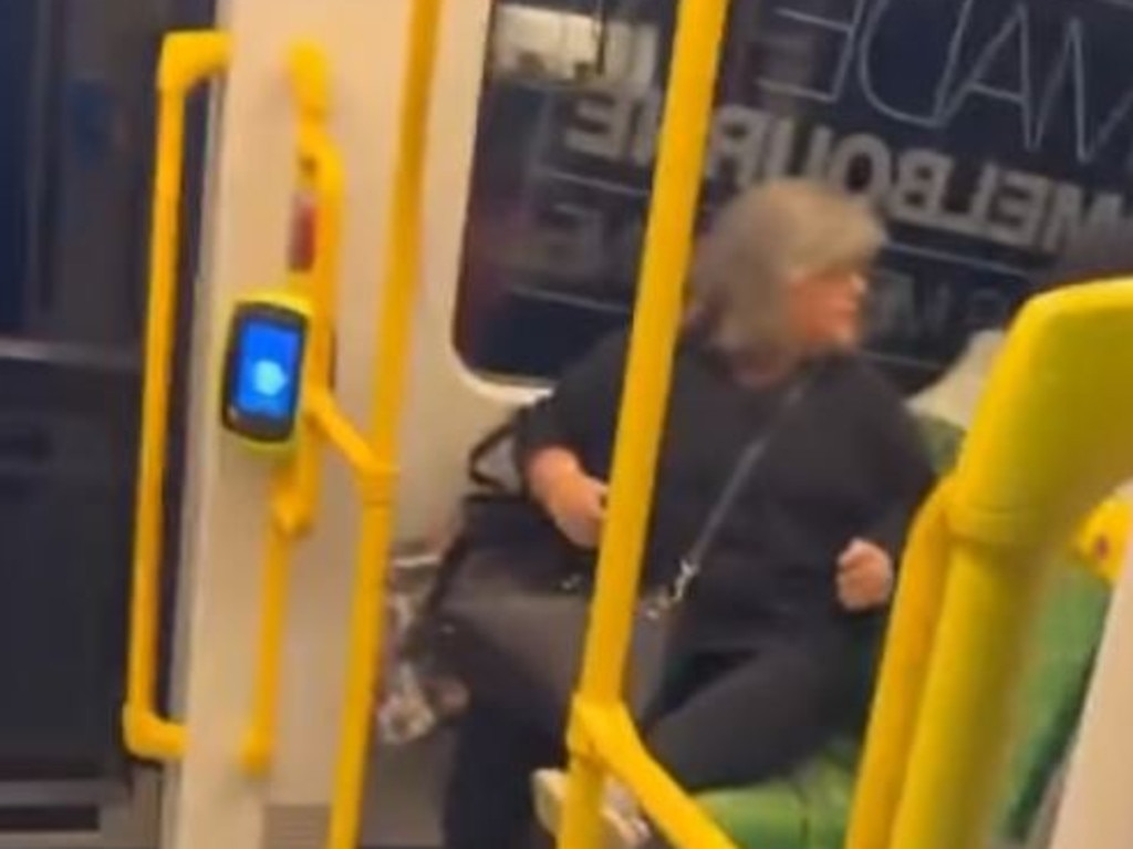 Woman rants at fellow commuter on Melbourne tram. Picture: Instagram