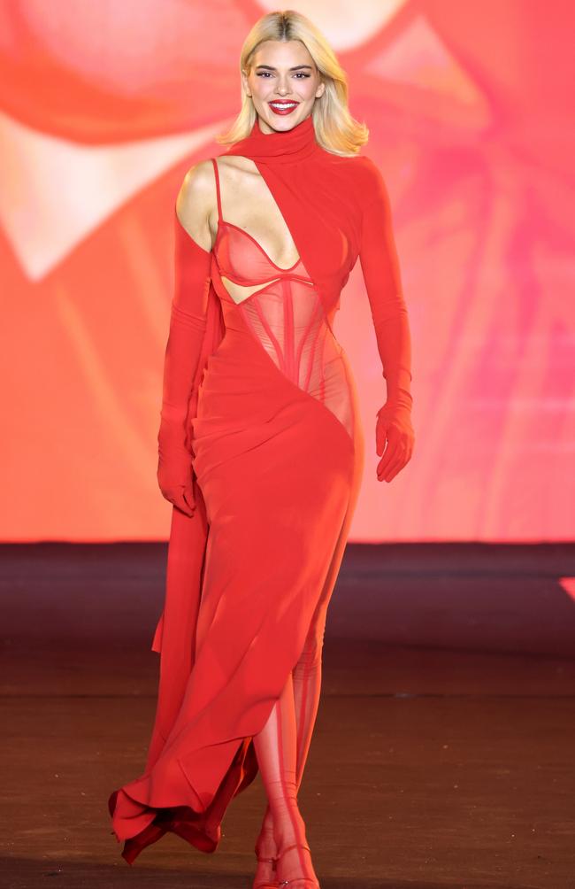 A newly blonde Kendall Jenner walks the runway during “Le Défilé L’Oréal Paris – Walk Your Worth” catwalk at Paris Fashion Week. Picture: Pascal Le Segretain/Getty Images