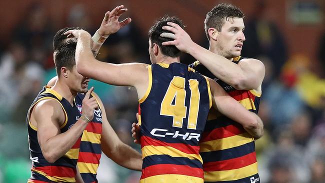 Josh Jenkins and Mitch McGovern celebrate the win. Picture: Getty