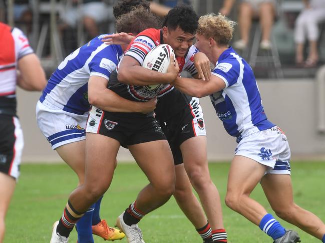 Kirwan High against Ignatius Park College in the Northern Schoolboys Under-18s trials at Brothers Rugby League Club in Townsville. Picture: Evan Morgan