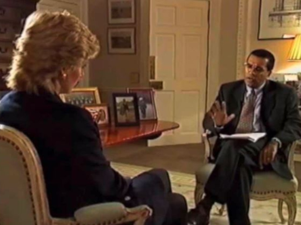 Princess Diana with Martin Bashir during the 1995 interview. Picture: BBC