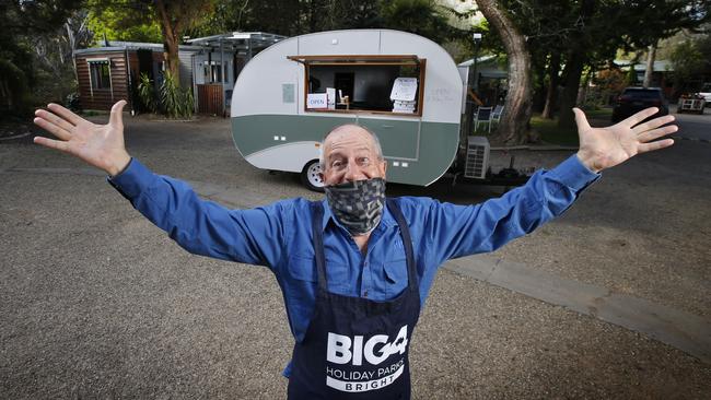 Denis Payton from Bright Big 4 Holiday Park extends welcoming hands to his post-pandemic guests. Picture: David Caird