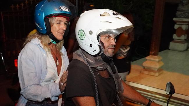 Australians Cate and Rob Dubois were cautioned by Balinese police after not wearing masks in Canggu. Picture. Dicky Bisinglasi