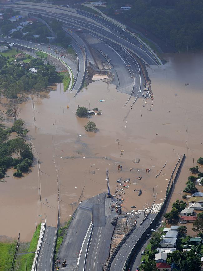 The Ipswich motorway was cut off west of Brisbane on Wednesday, January 12, 2011.