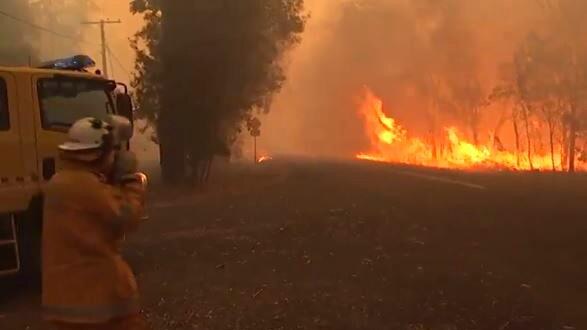 Residents in the path of the fire at Cooroibah have been told to leave immediately. Picture: 7 News/Sunshine Coast