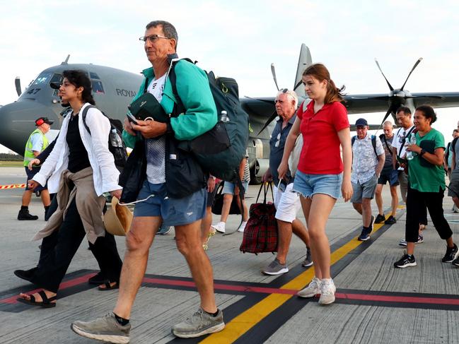 BRISBANE, AUSTRALIA . NewsWire Photos. 19 DECEMBER 2024. Australian citizens arriving back into Australia at the Brisbane International airport on a defence force flight after leaving Vanuatu due to the earthquake that hit the Island nation a couple of days ago. Picture: NewsWire/ David Clark/ POOL