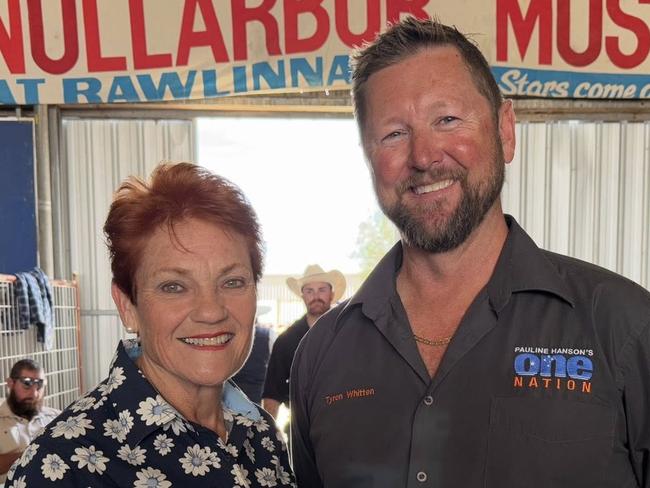 One Nation senate candidate for WA Tyron Whitten with party leader Pauline Hanson. Source: Pauline Hanson's Please Explain Facebook page
