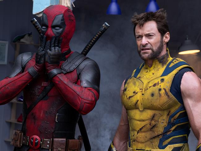 (L-R): Ryan Reynolds as Deadpool/Wade Wilson and Hugh Jackman as Wolverine/Logan in 20th Century Studios/Marvel Studios' DEADPOOL & WOLVERINE. Photo by Jay Maidment. © 2024 20th Century Studios / © and ™ 2024 MARVEL.