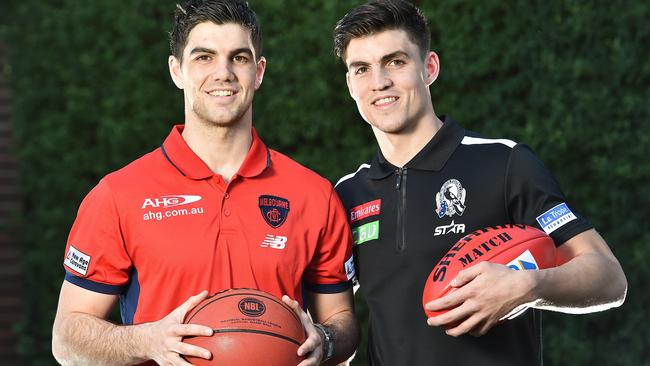 Melbourne recruit Corey Maynard (left, with brother Brayden) could be a smart SuperCoach pick this year.