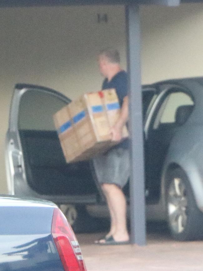 A police surveillance image of James Weston arriving home with boxes of cannabis. Picture: Australian Federal Police