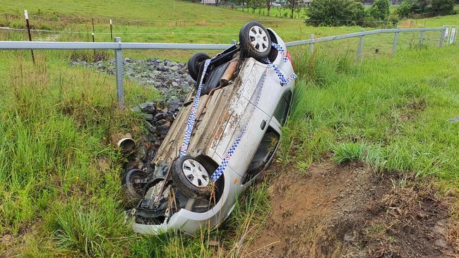 Another car crashes on the same stretch of Coramba Road in Karangi. The area has been the scene of at least six confirmed crashes since September 2019.